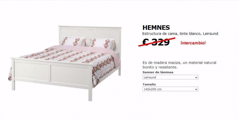 Estructura de cama con cabecero y somier.
