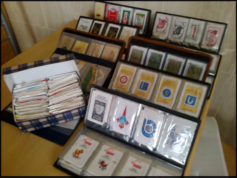 colección de sobres de azúcar